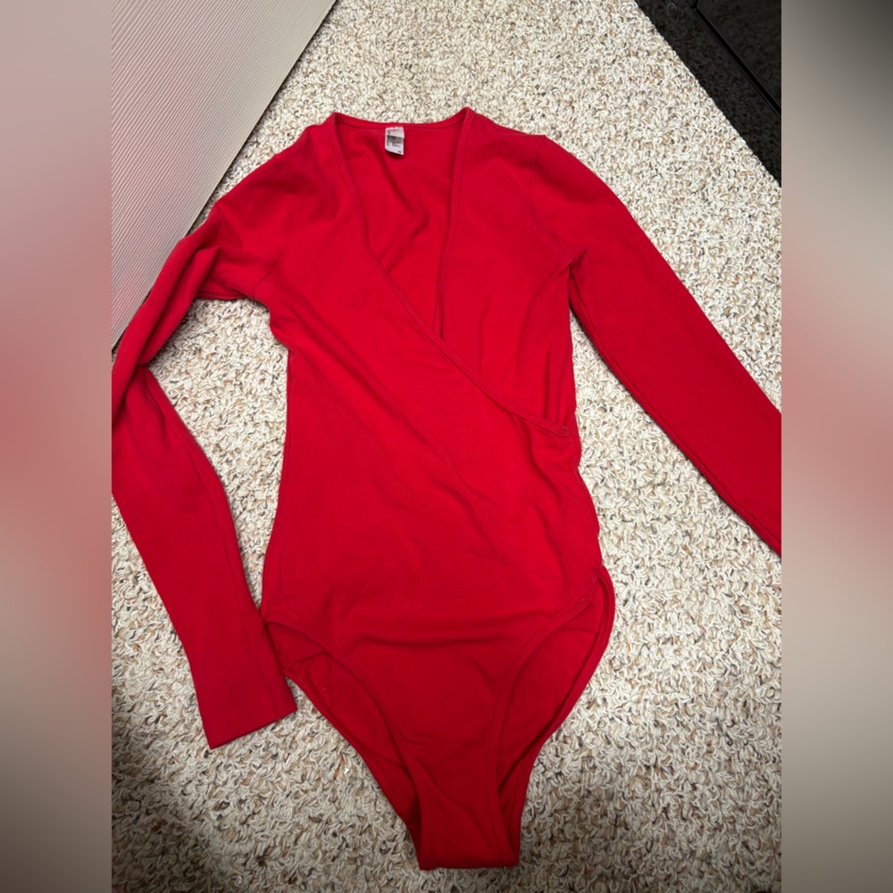 Women's Red Long Sleeve bodysuit